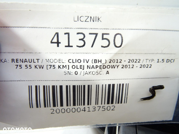 LICZNIK RENAULT CLIO IV (BH_) 2012 - 2022 1.5 dCi 75 55 kW [75 KM] olej napędowy 2012 - 2022 - 5