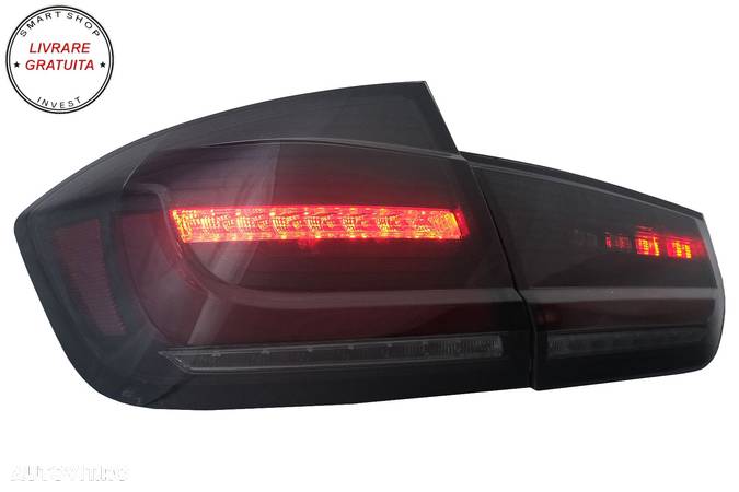 Stopuri LED BAR BMW Seria 3 F30 (2011-2019) Negru Fumuriu LCI Design cu Semnal Din- livrare gratuita - 4