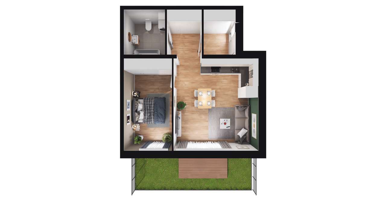 2-pokojowe mieszkanie 46m2 + ogródek Bezpośrednio - Pełny obrazek: 2/8