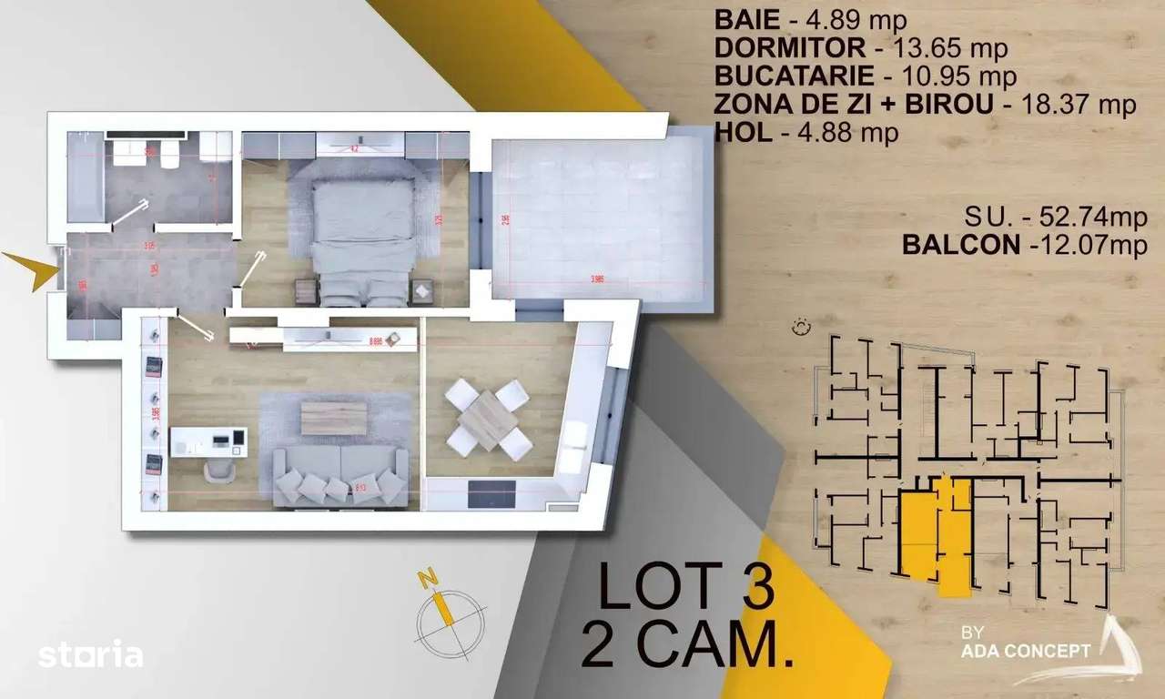 2 Camere | premium lux | panouri fotovoltaice | STB 6 min - Imagine principală: 2/14