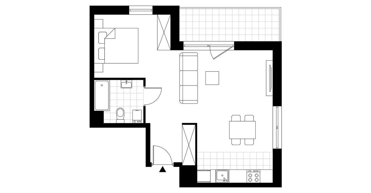 1-pokojowe mieszkanie 43m2 Bez Pośredników - Pełny obrazek: 3/8