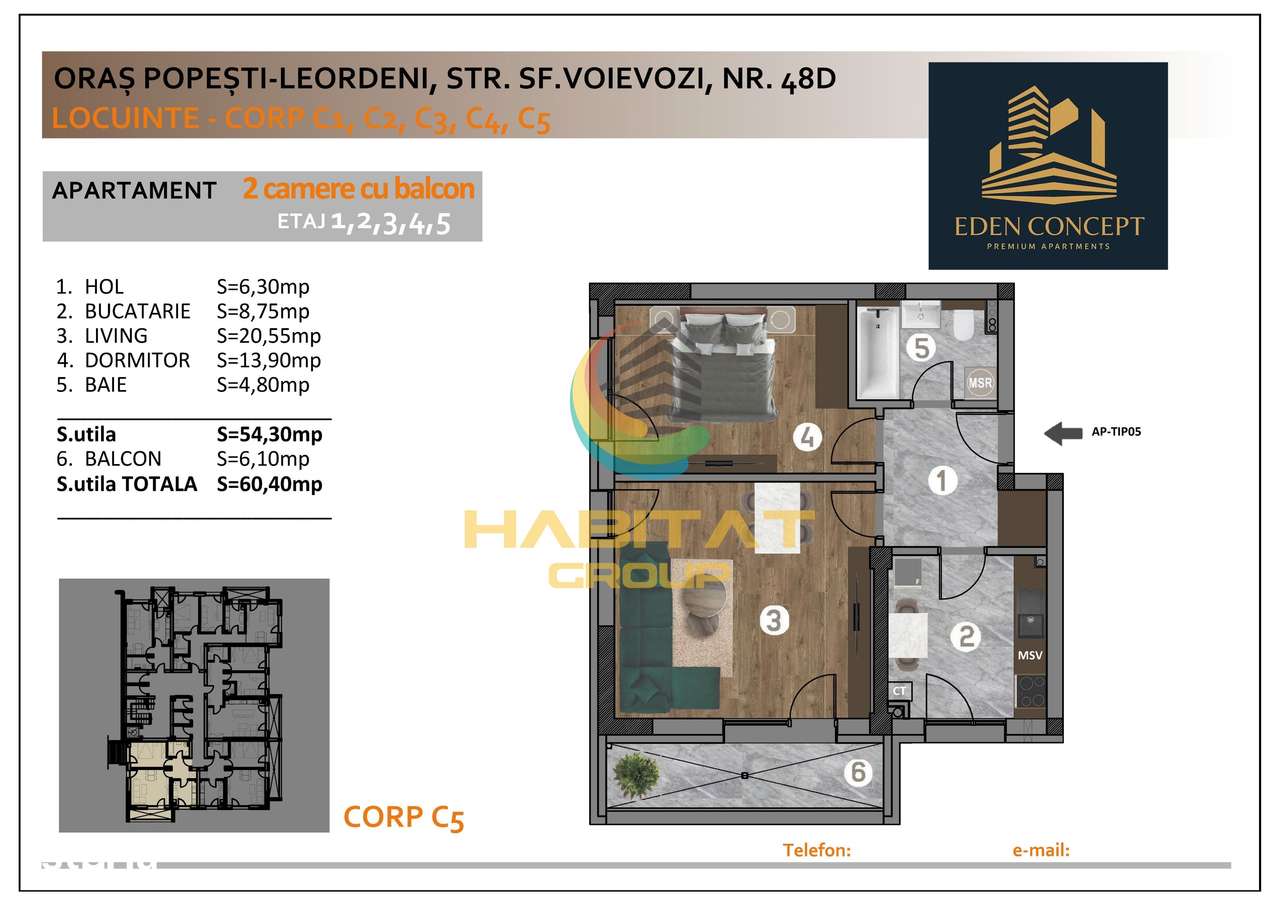 Apartament cu 2 camere si balcon in Popesti Leordeni — fotografia 1