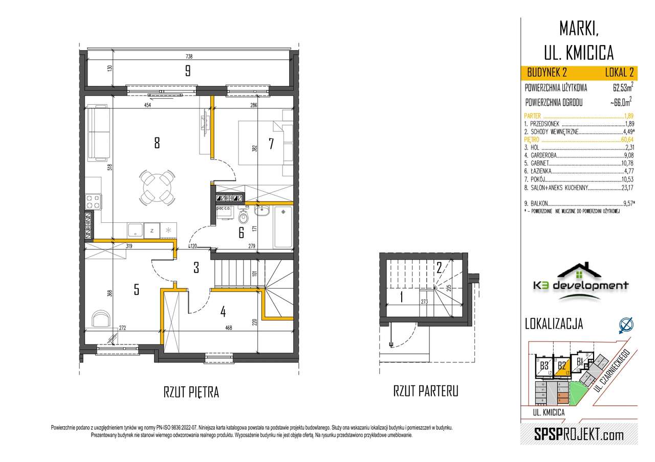 Mieszkanie 62,5m2 piętro, balkon, ogródek, dwa miejsca - Marki k. W-wy-6