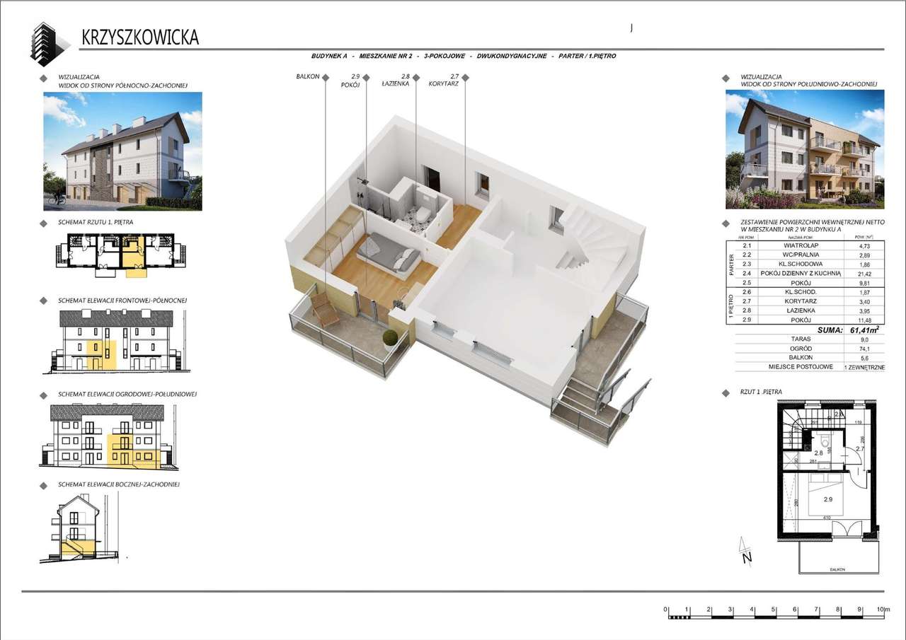 Mieszkanie dwupoziomowe z ogródkiem - Wieliczka, ul.  Krzyszkowicka-12