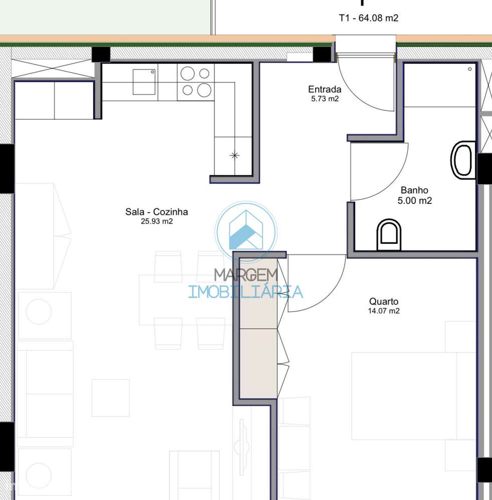 T1´s c/64m2, AC; cozinha open-space; L.garagem + arrumo - Grande imagem: 4/18