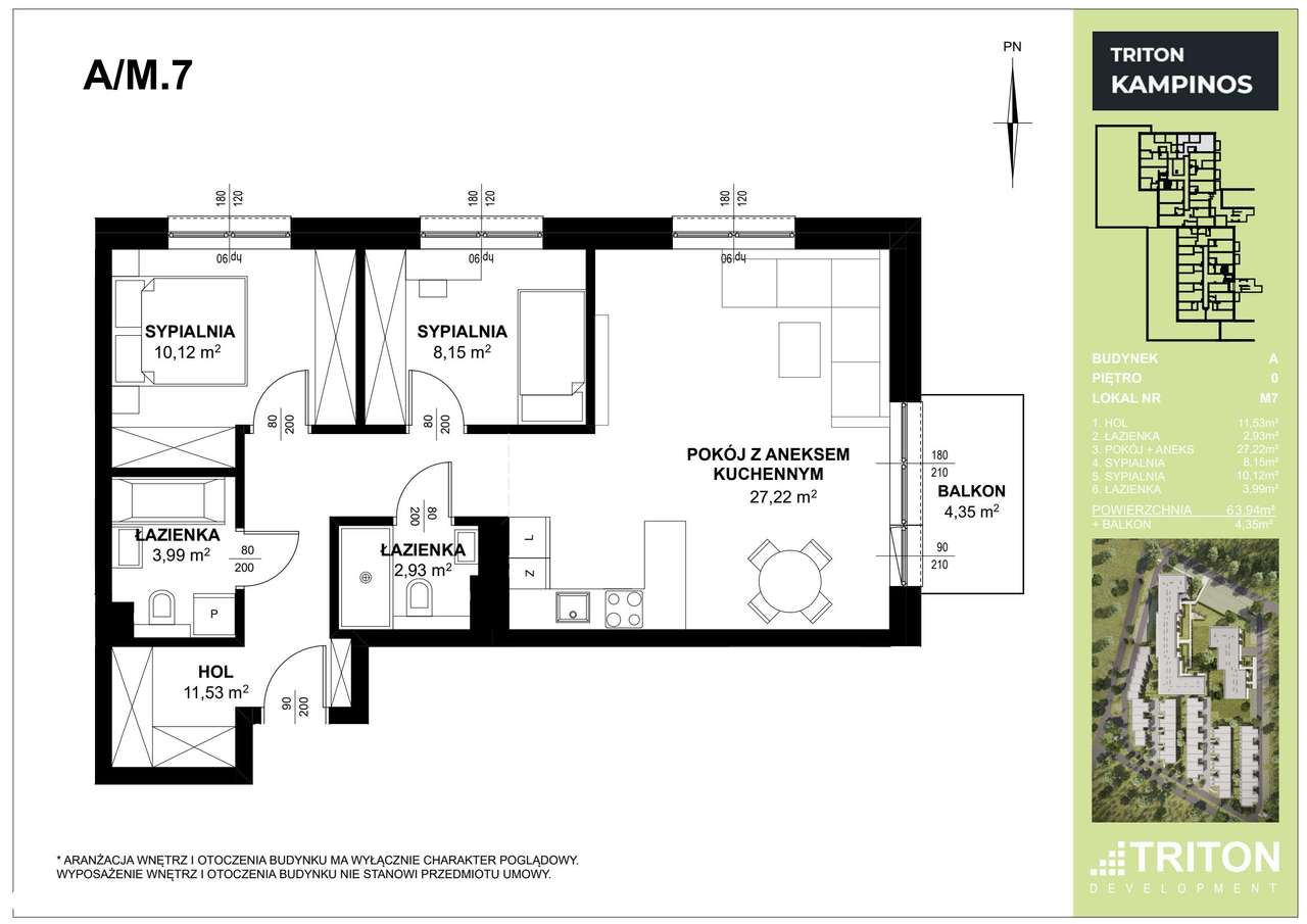 3-pokojowe mieszkanie 63m2 + balkon Bez Prowizji - Pełny obrazek: 2/7