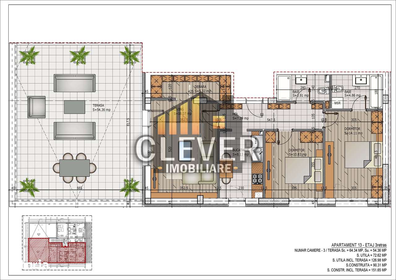 Titan Theodor Pallady Apartament 3 camere cu terasa 54mp - Imagine principală: 1/7