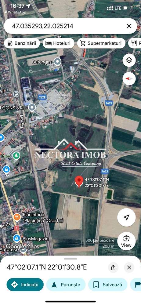 NECTORA IMOB-Teren Zona Osorhei, 5500 mp, 21 ml Front, 210 ml adancime - Imagine principală: 5/8