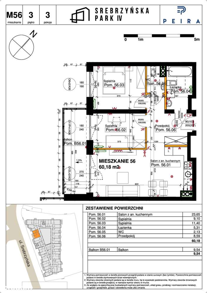 Srebrzyńska Park I​V | mieszkanie 3-pok. | M56 - Pełny obrazek: 2/7