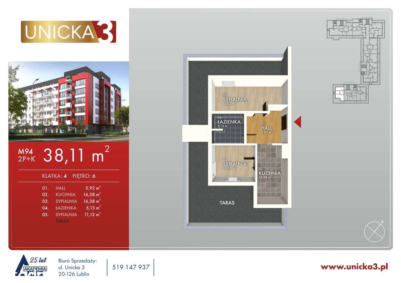 2-pokojowe mieszkanie 38m2 Bezpośrednio - Pełny obrazek: 2/7