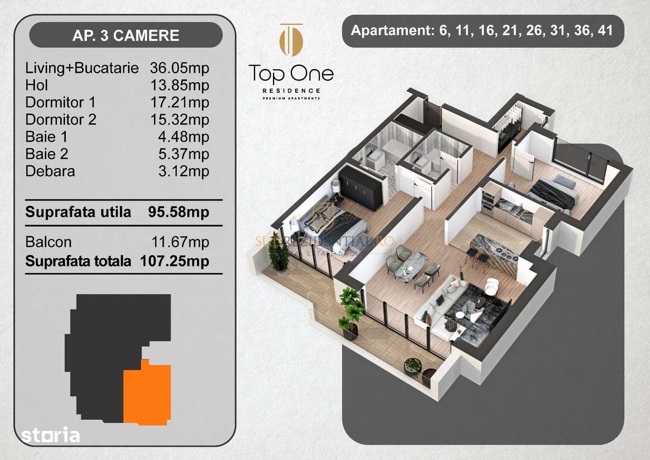 Apartament 3 camere, 107 mp, zona centrala, Marriott, Sector 5 - Imagine principală: 5/20