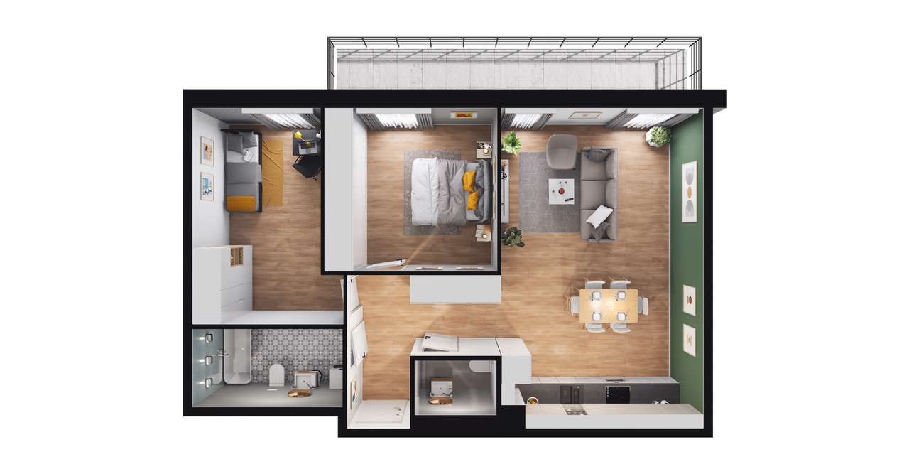 3-pokojowe mieszkanie 67 m² + balkon Bezpośrednio – pohled 3