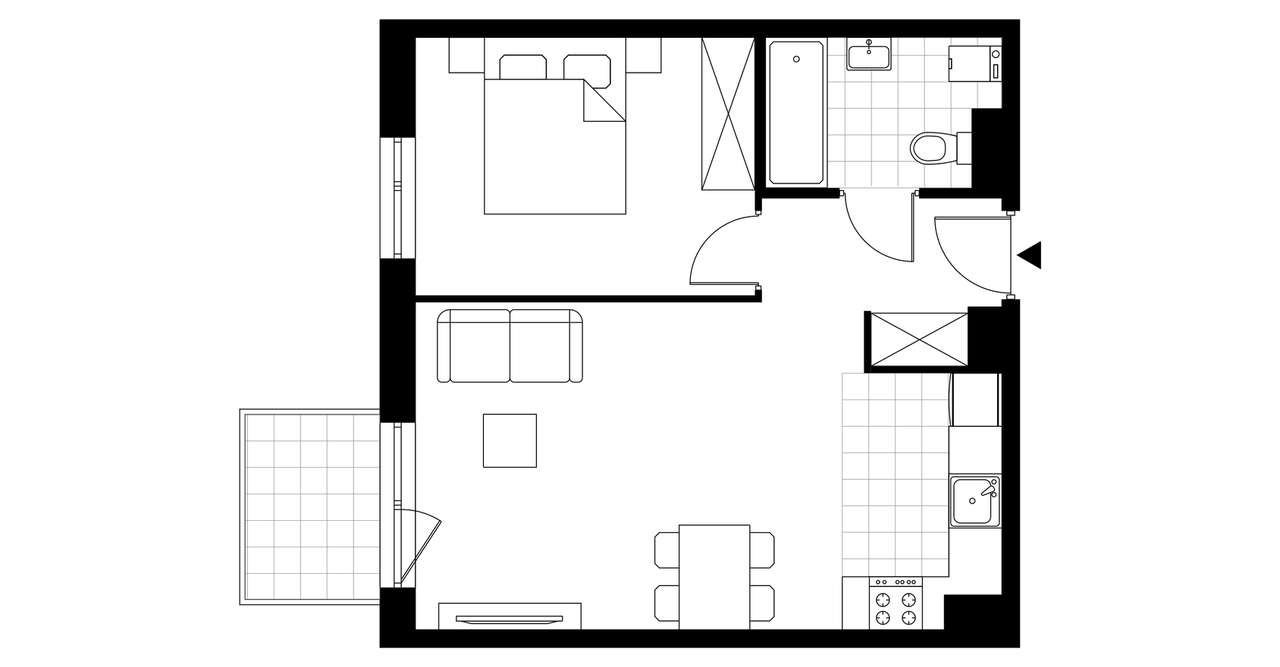 2-pokojowe mieszkanie 43m2 + balkon Bez Prowizji - Pełny obrazek: 3/8