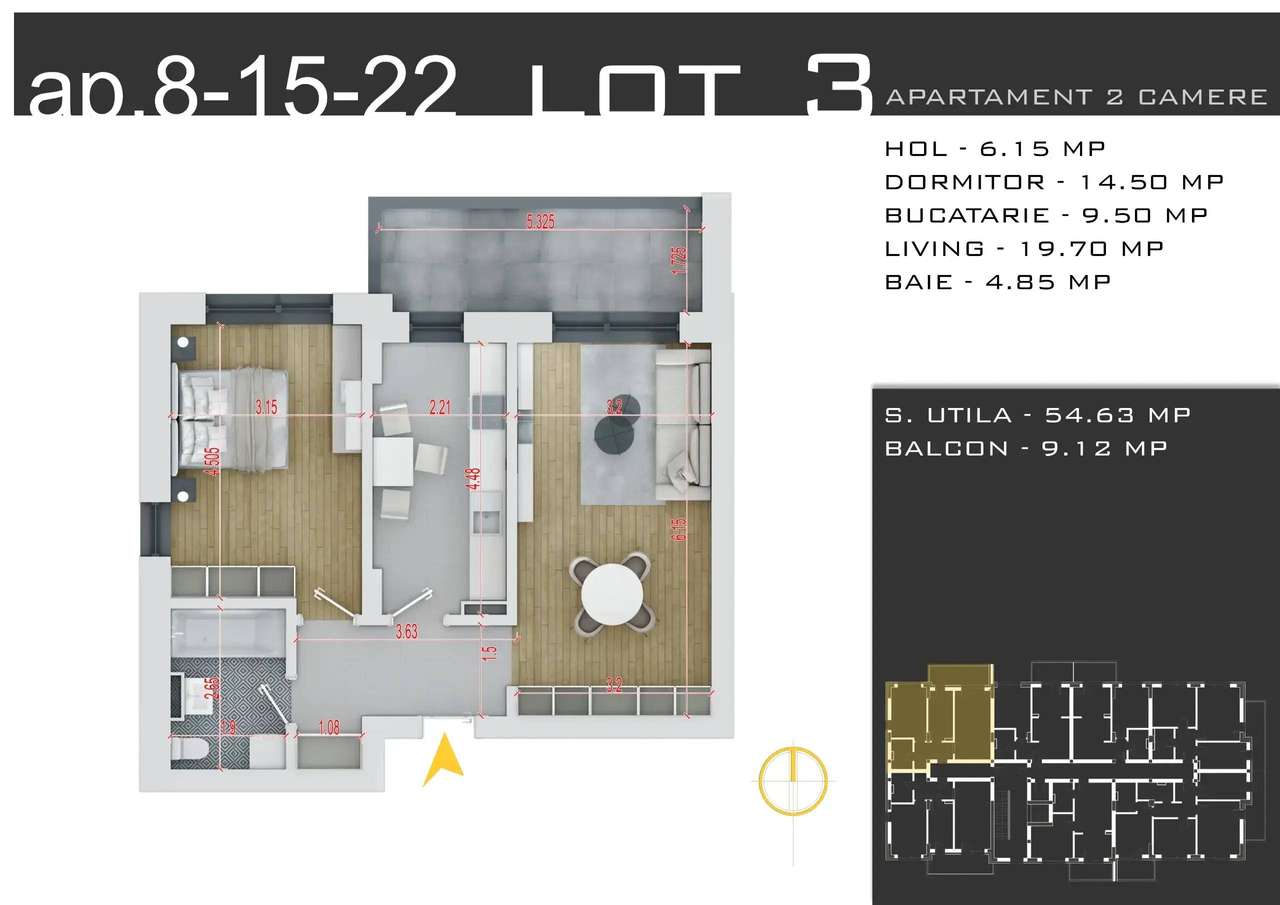 2 Camere decomandat parcare GRATUIT 15 min metrou, Theodor Pallady - Imagine principală: 2/5