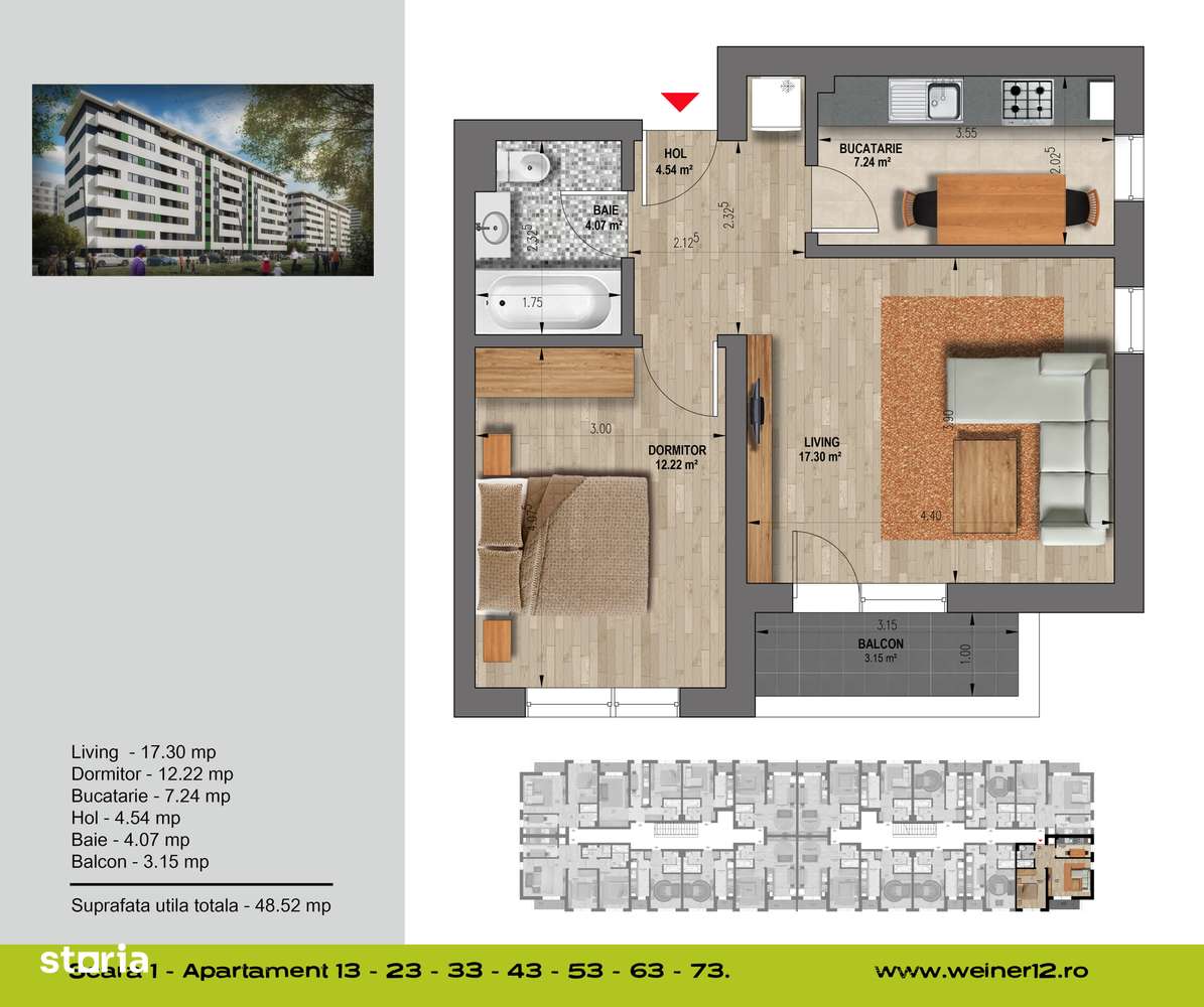 FINALIZAT Apartament 2 camere Weiner Residence Direct Dezvotator Vest-3