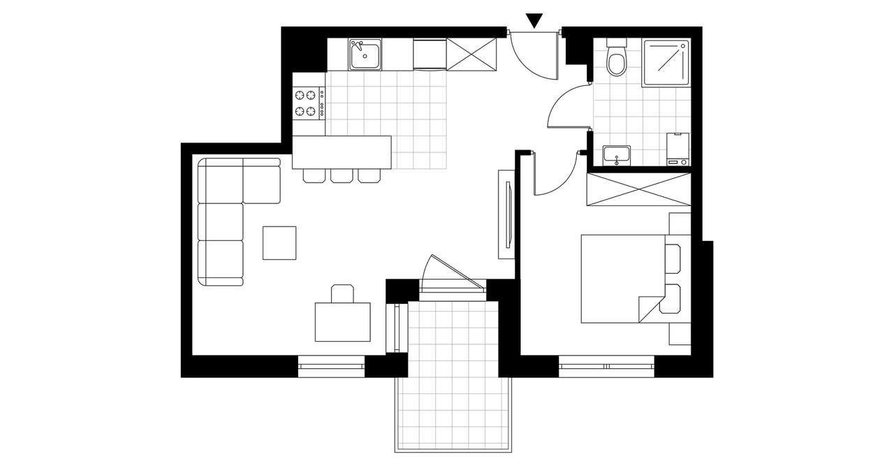 2-pokojowe mieszkanie 43m2 + balkon Bezpośrednio - Pełny obrazek: 3/8