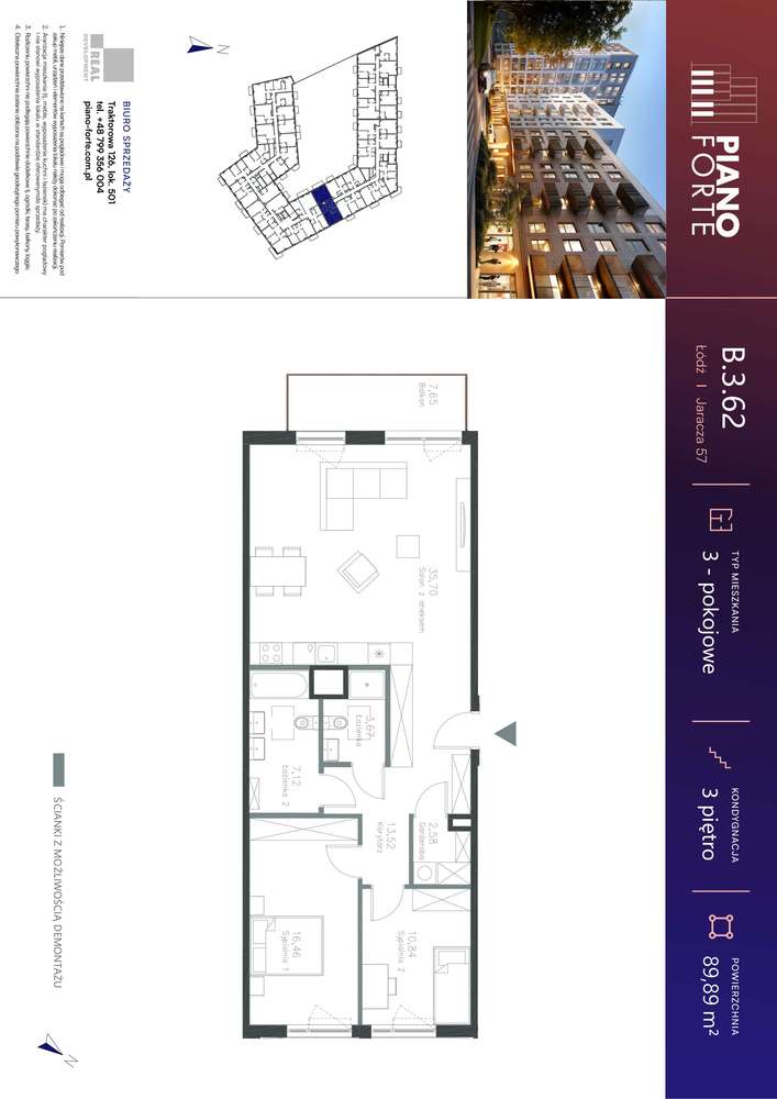 4-pokojowe mieszkanie 89m2 + balkon - Pełny obrazek: 2/7