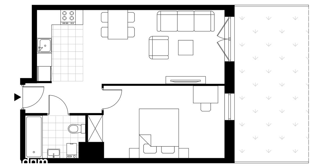 2-pokojowe mieszkanie 44m2 + ogródek Bez Prowizji - Pełny obrazek: 3/8