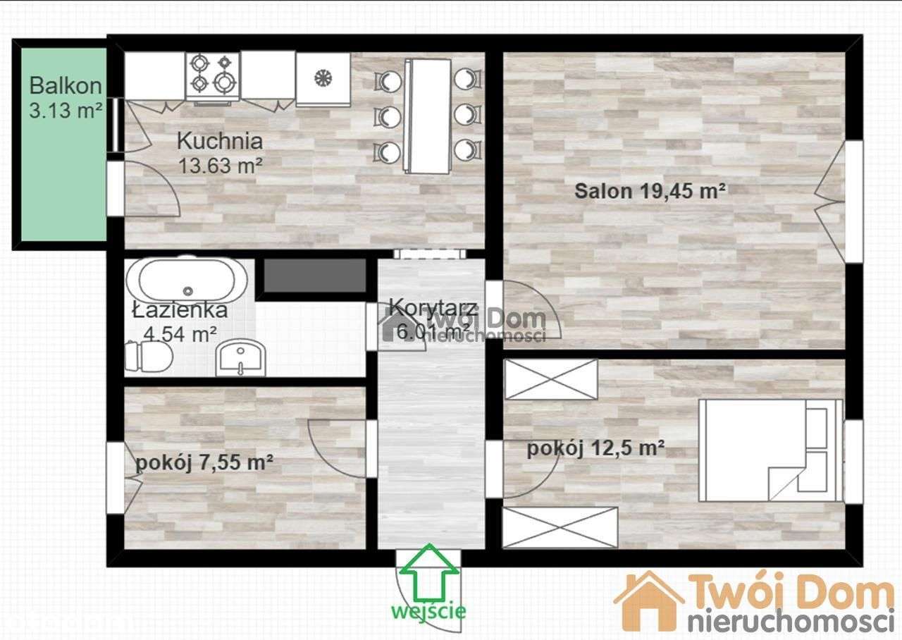 Parter, 3 pokoje, zabudowany balkon, niskie koszty - Pełny obrazek: 4/11