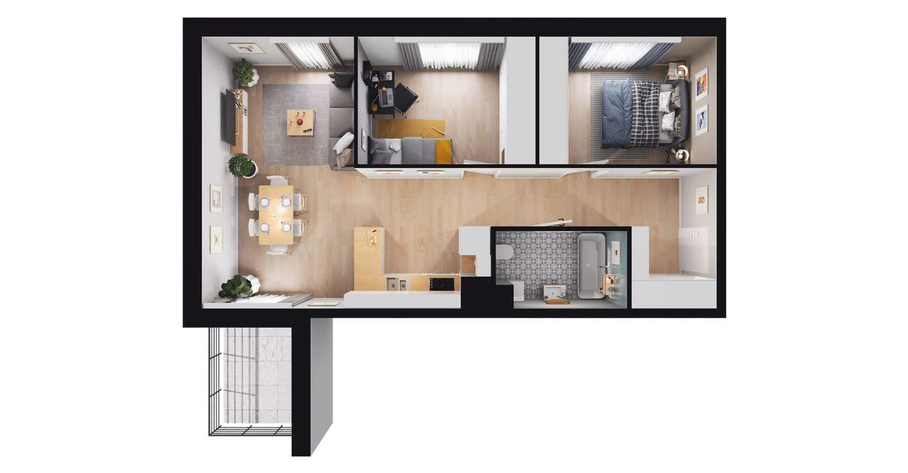 3-pokojowe mieszkanie 58m2 + balkon Bez Prowizji - Pełny obrazek: 2/8