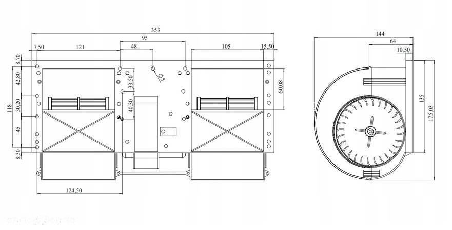 Wentylator strumieniowy TYP SPAL 006-a54-22 napięcie 12V rozmiar 353mm x 144mm x 173,03mm - 4