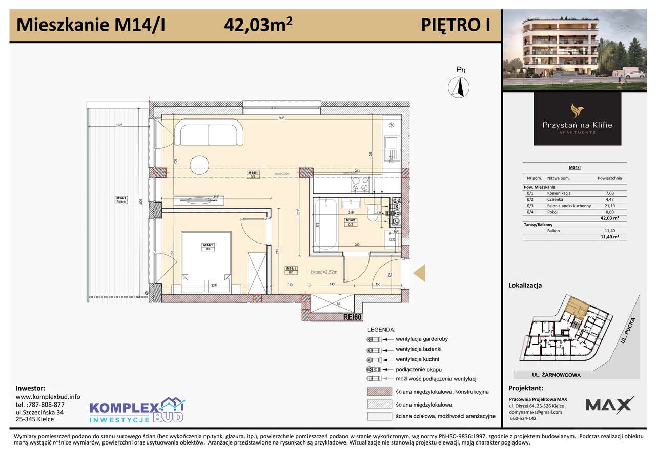 2-pokojowe mieszkanie 42m2 + balkon Bez Prowizji - Pełny obrazek: 2/7