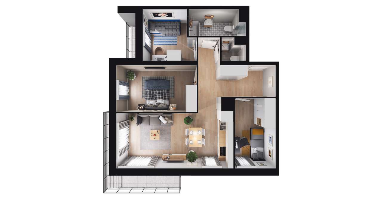 4-pokojowe mieszkanie 66m2 + balkon Bez Prowizji - Pełny obrazek: 2/8