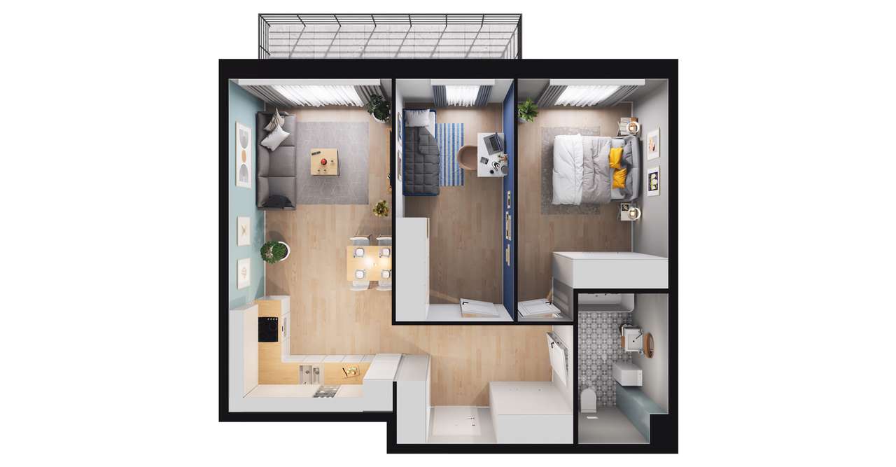 3-pokojowe mieszkanie 59m2 + balkon Bezpośrednio - Pełny obrazek: 2/8