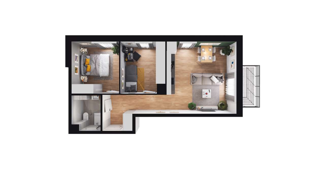 3-pokojowe mieszkanie 50m2 + balkon Bezpośrednio - Pełny obrazek: 2/8