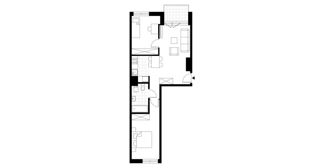 3-pokojowe mieszkanie 54m2 + loggia Bezpośrednio - Pełny obrazek: 3/8