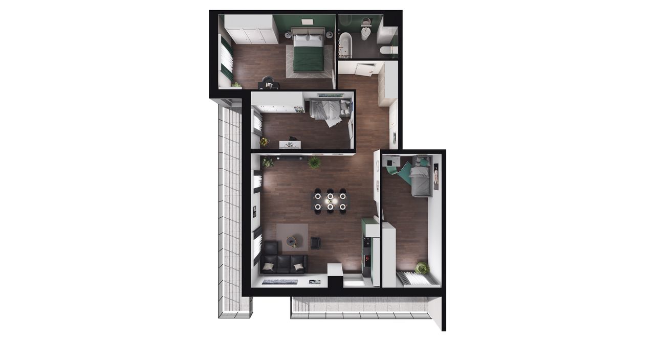 4-pokojowe mieszkanie 88m2 + 2 balkony