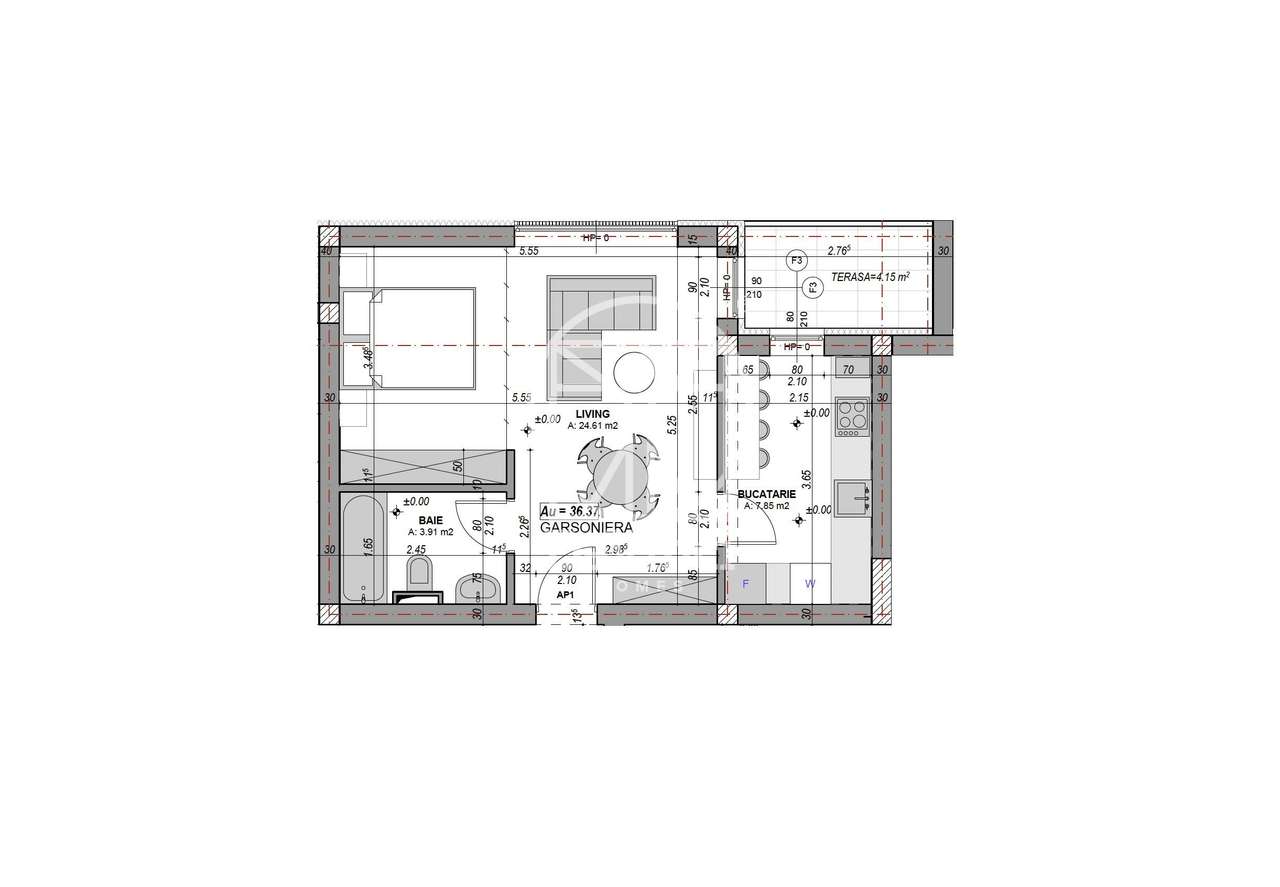 Garsoniera la cheie, bucatarie separata,aer conditionat  - etaj 1/2 - Imagine principală: 4/9