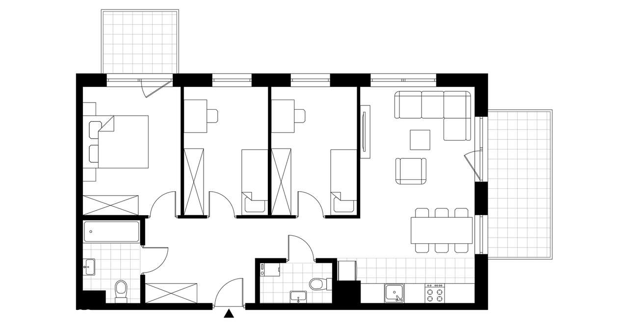 4-pokojowe mieszkanie 74 m² + 2 balkony - Widok 3