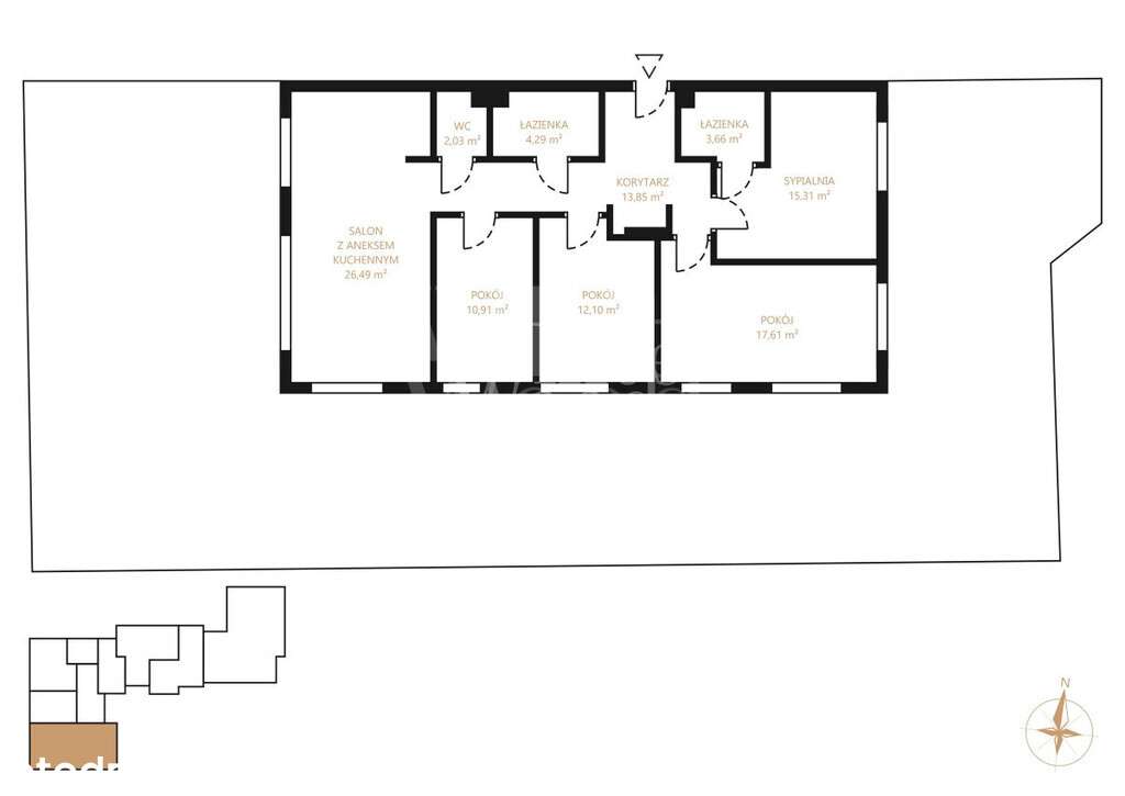 Apartament z ogrodem, 106 m2, stan deweloperski - Pełny obrazek: 5/20
