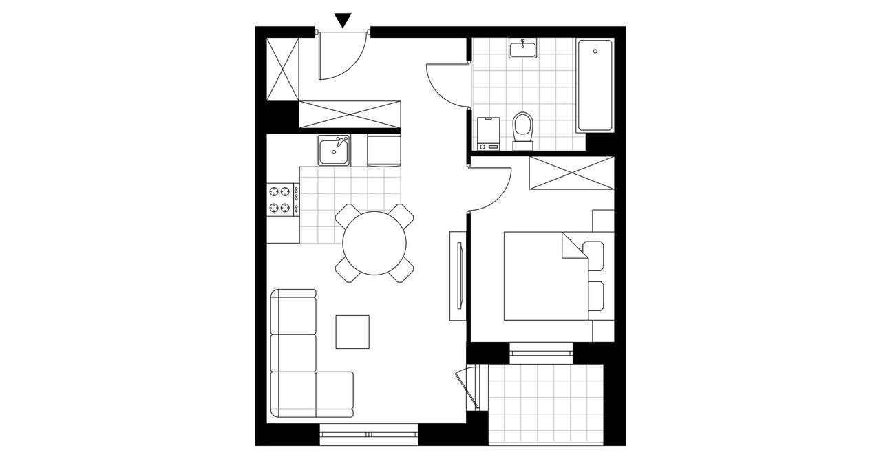 2-pokojowe mieszkanie 37m2 + loggia - Pełny obrazek: 3/8