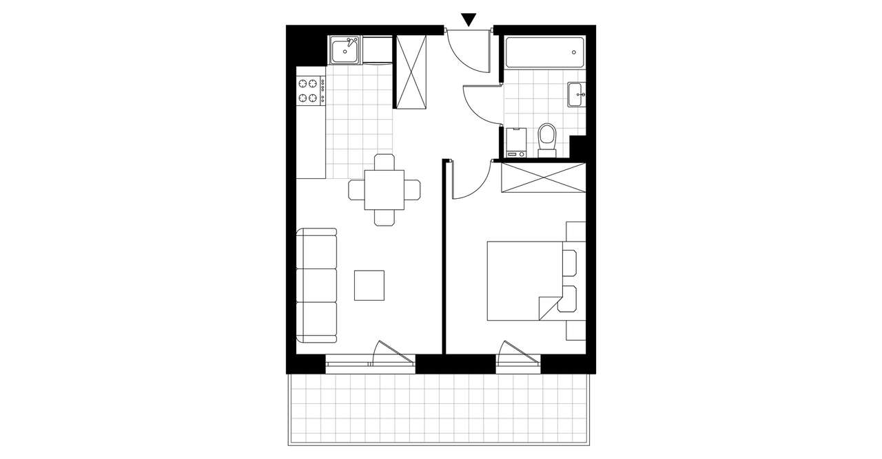 2-pokojowe mieszkanie 35m2 + balkon - Pełny obrazek: 3/8