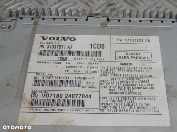 VOLVO S60 D II 10-13 RADIO CZYTNIK ZMIENIARKA CD 31337571AA - 2