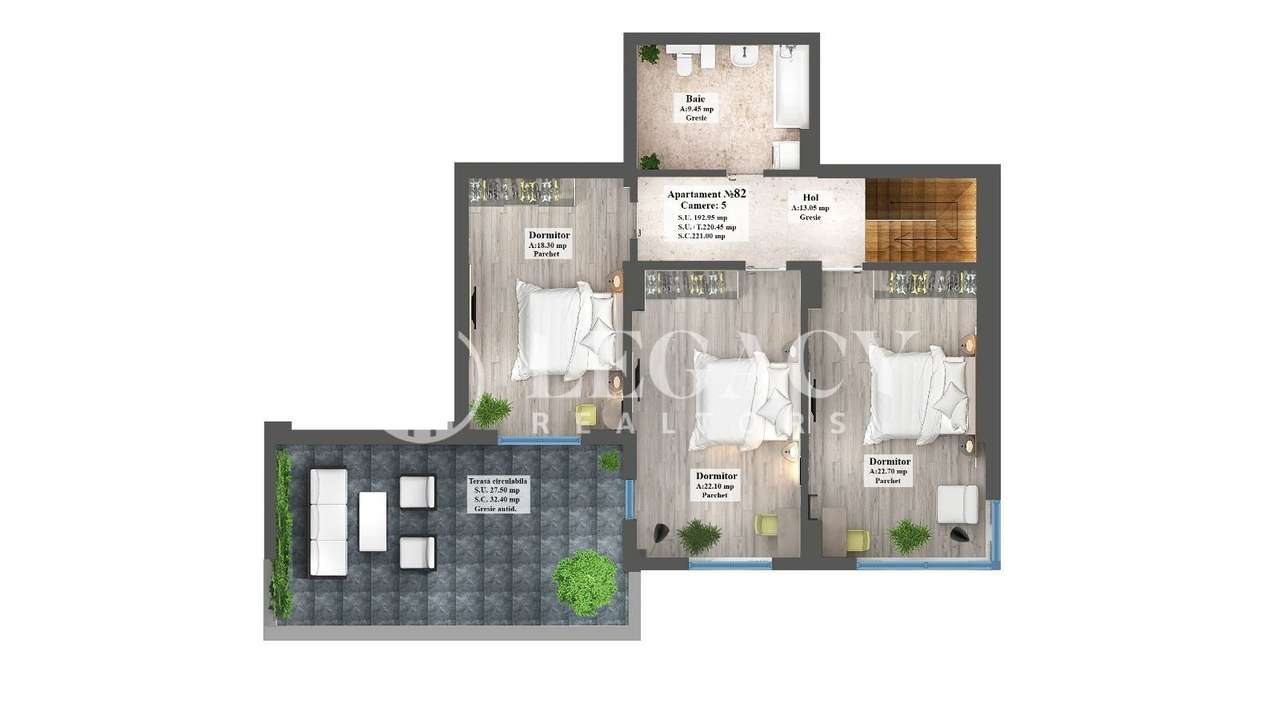 Vânzare - Penthouse zona Copou, 192.95 mp utili + 27.50 mp terasă - Imagine principală: 4/8
