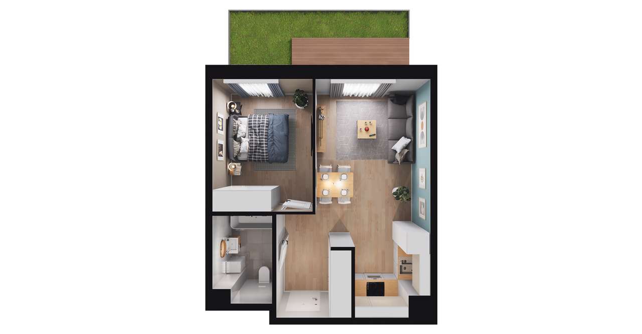 2-pokojowe mieszkanie 39m2 + ogródek Bez Prowizji - Pełny obrazek: 2/8