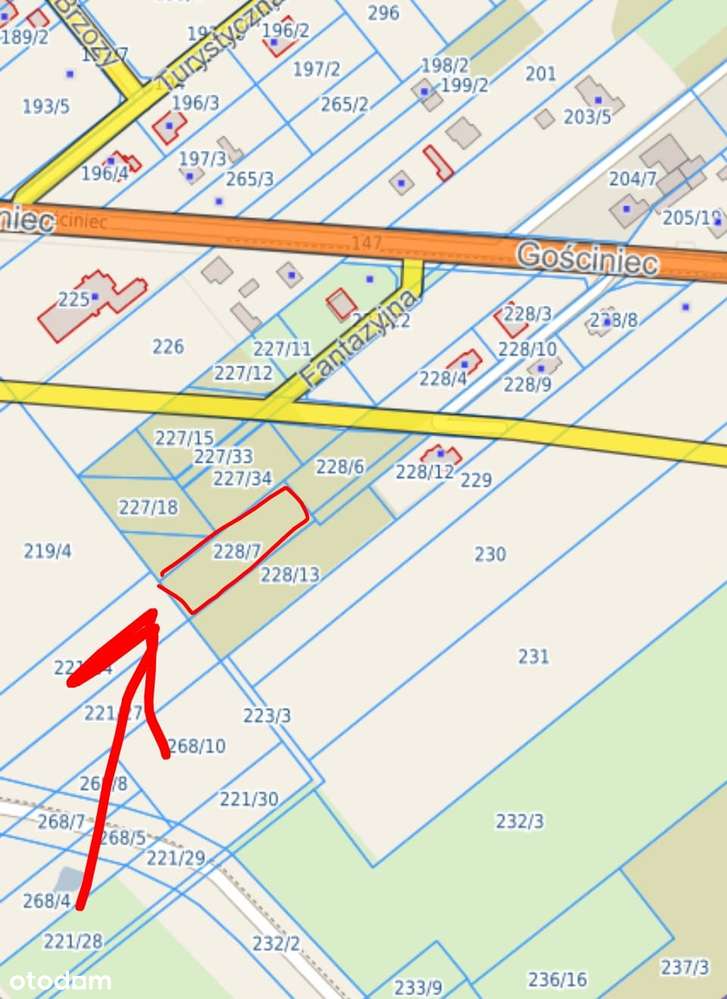 Działka budowlano–rolna przy wjeździe na S7, węzeł Antoninów-3