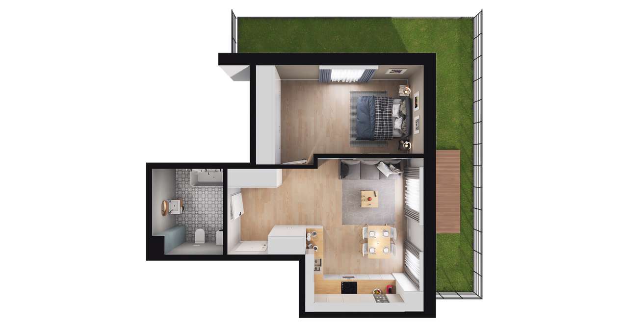 2-pokojowe mieszkanie 44m2 + ogródek Bez Prowizji - Pełny obrazek: 2/7