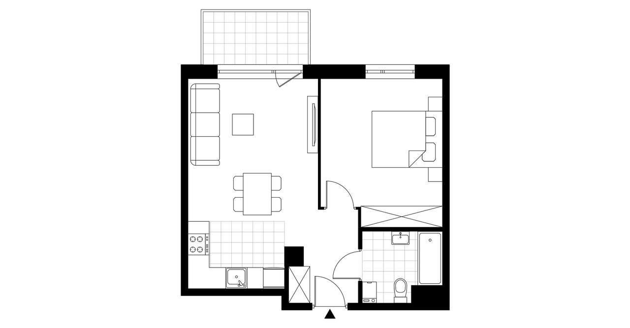 2-pokojowe mieszkanie 43m2 + balkon Bezpośrednio - Pełny obrazek: 3/8