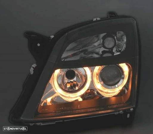 FARÓIS FRONTAIS ANGEL EYES PARA OPEL VECTRA C 02-05 E OPEL SIGNUM 03-05 PRETO - 3