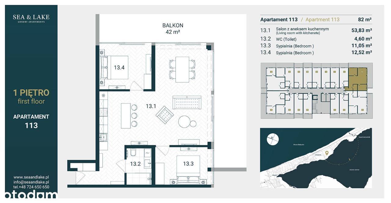 78m+40m balkon basen wykończony lux