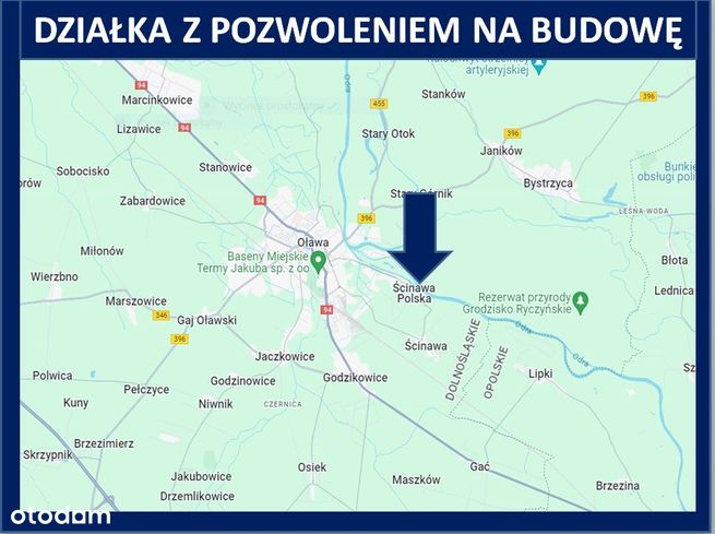 Sprzedam działkę z pozwoleniem na budowę k/OŁAWY