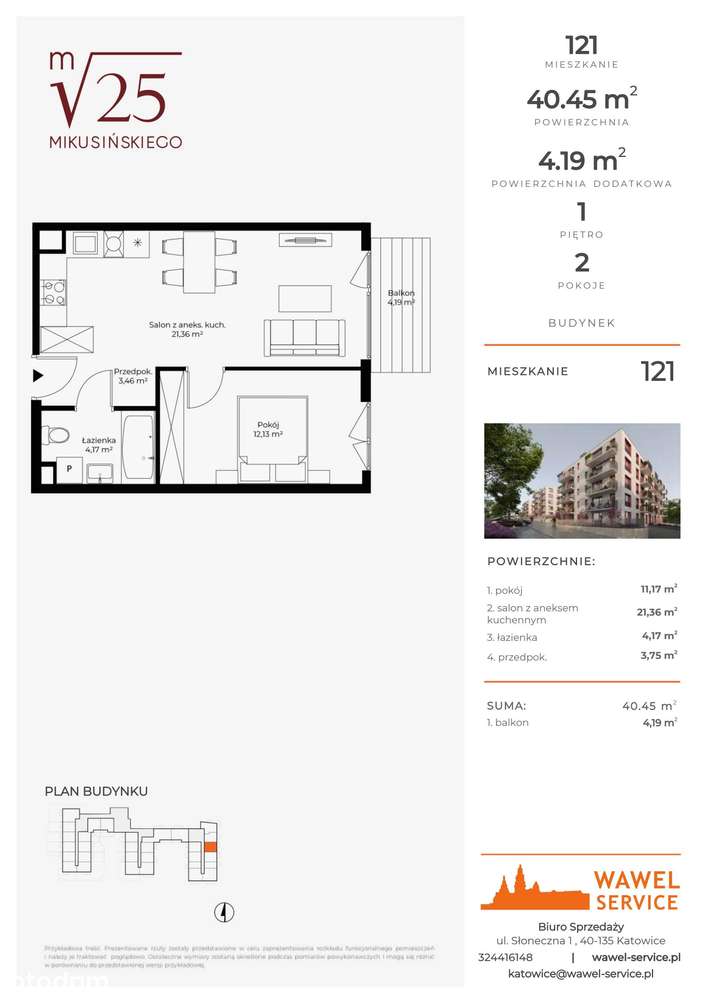 2-pokojowe mieszkanie 40m2 + balkon - Pełny obrazek: 2/9