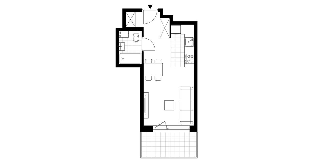 1-pokojowe mieszkanie 29m2 + balkon - Pełny obrazek: 3/8