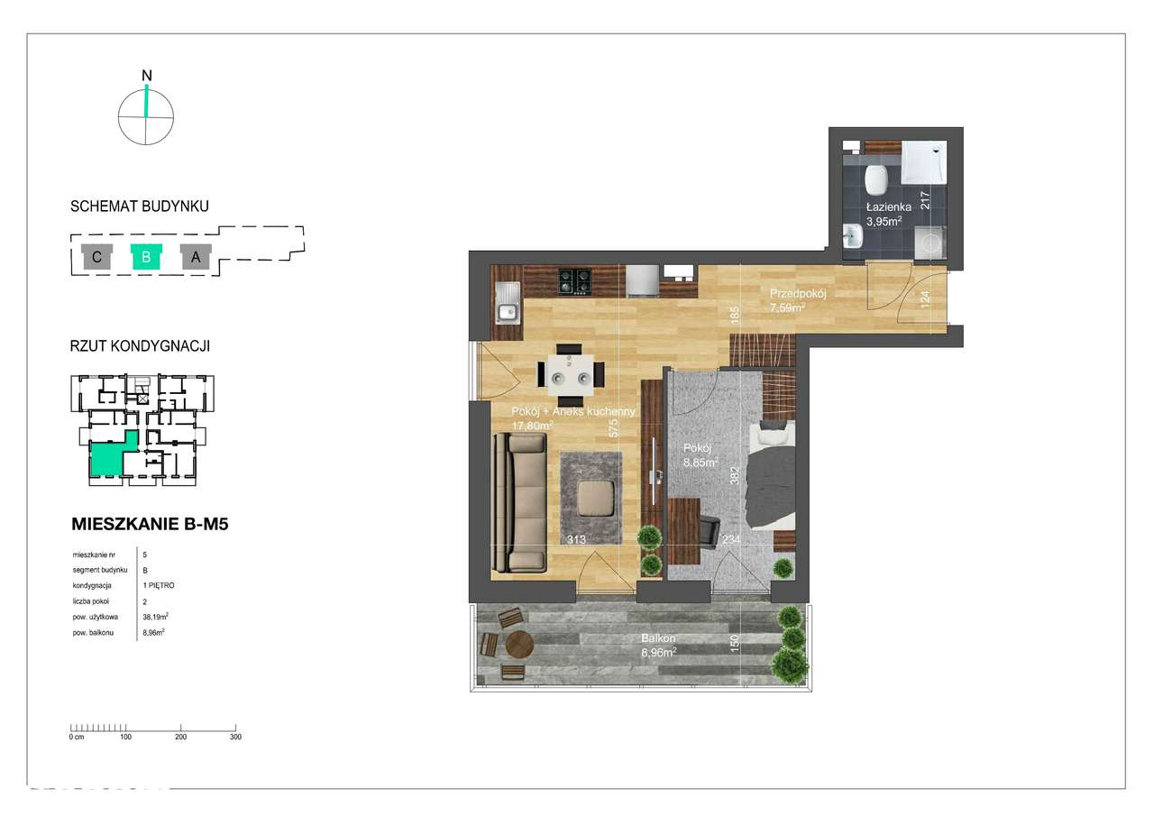 Bunscha Park 4.0 | Ostatni Etap Inwestycji!! | B-M5 - 2 pok. 38,19m2 - Pełny obrazek: 2/7