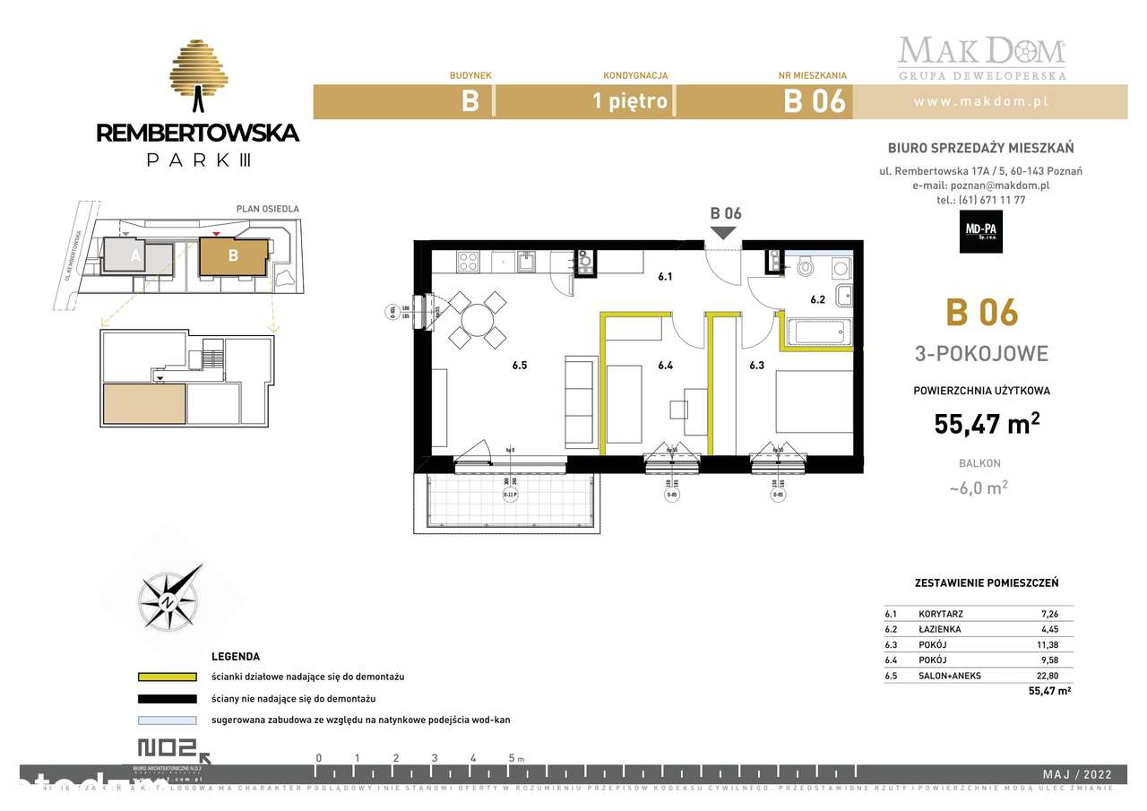 Rembertowska | Przy Parku | 3-pok. | 1 Piętro | B6-gotowe! PROMOCJA - Pełny obrazek: 5/10
