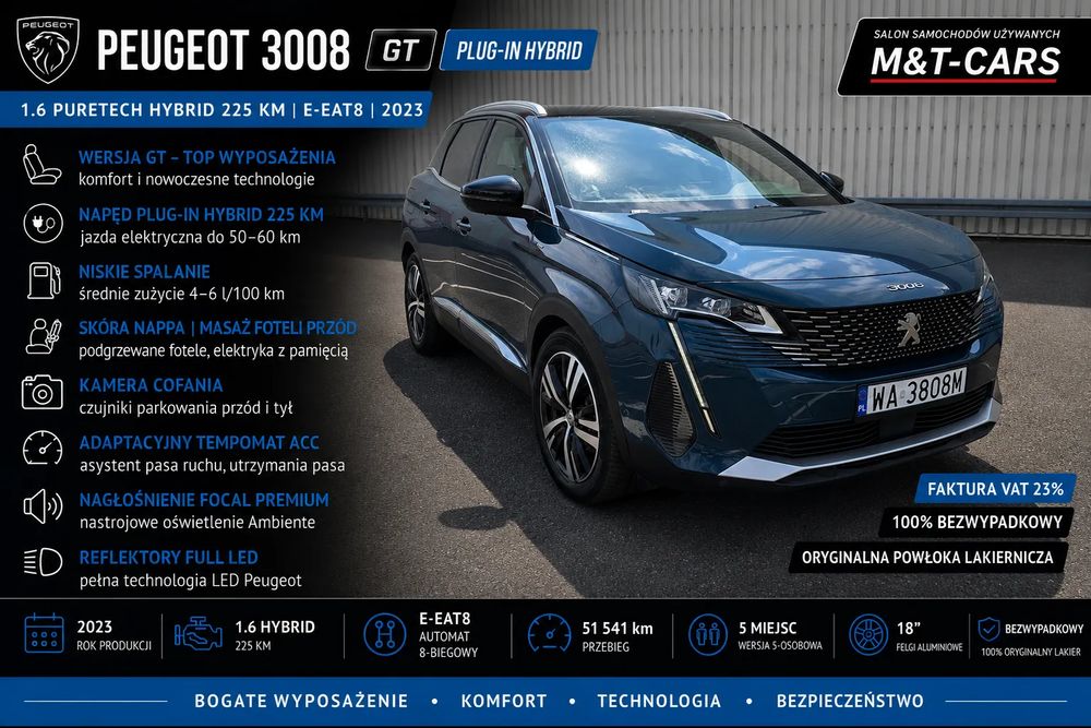 Peugeot 3008 II (2016-2024) 1.6 PureTech Hybrid PHEV GT S&S EAT8 2023